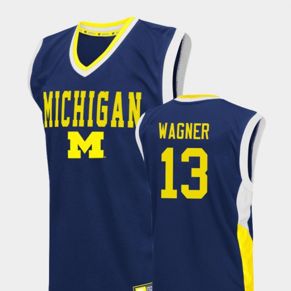 Michigan Wolverines #13 For Men's Moritz Wagner Jersey Blue High School College Basketball Fadeaway